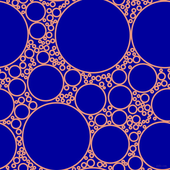 bubbles, circles, sponge, big, medium, small, 5 pixel line width, Dark Salmon and New Midnight Blue circles bubbles sponge soap seamless tileable