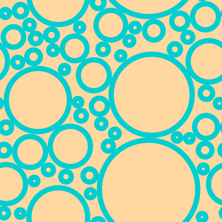 bubbles, circles, sponge, big, medium, small, 17 pixel line width, Dark Turquoise and Frangipani circles bubbles sponge soap seamless tileable