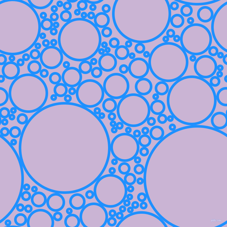 bubbles, circles, sponge, big, medium, small, 9 pixel line width, Dodger Blue and Prelude circles bubbles sponge soap seamless tileable