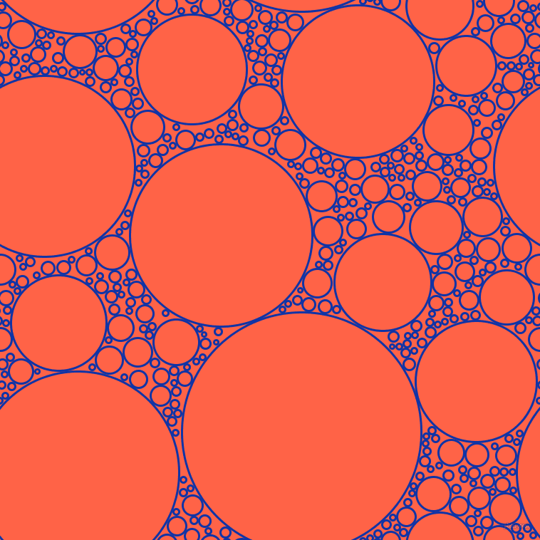 bubbles, circles, sponge, big, medium, small, 3 pixel line width, Egyptian Blue and Tomato circles bubbles sponge soap seamless tileable