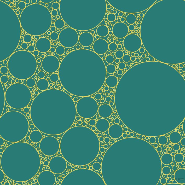 bubbles, circles, sponge, big, medium, small, 2 pixel line width, Energy Yellow and Elm circles bubbles sponge soap seamless tileable