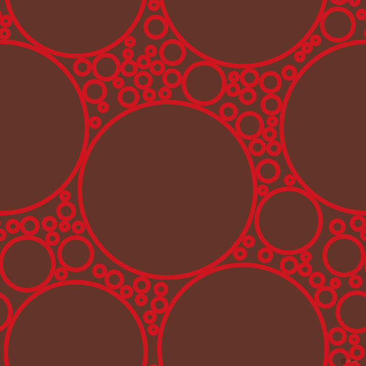 bubbles, circles, sponge, big, medium, small, 9 pixel line width, Fire Engine Red and Hairy Heath circles bubbles sponge soap seamless tileable
