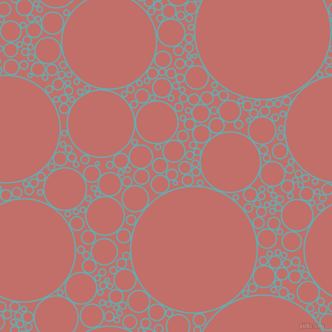 bubbles, circles, sponge, big, medium, small, 2 pixel line width, Fountain Blue and Contessa circles bubbles sponge soap seamless tileable