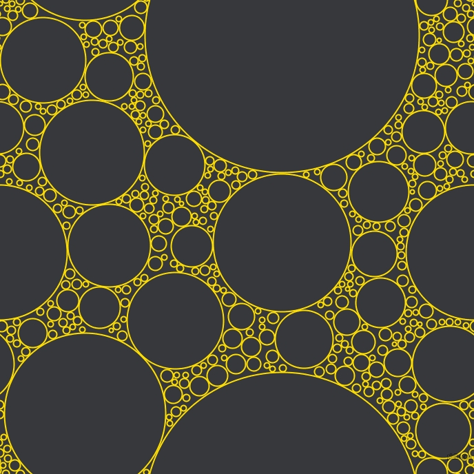 bubbles, circles, sponge, big, medium, small, 2 pixel line width, Golden Yellow and Vulcan circles bubbles sponge soap seamless tileable