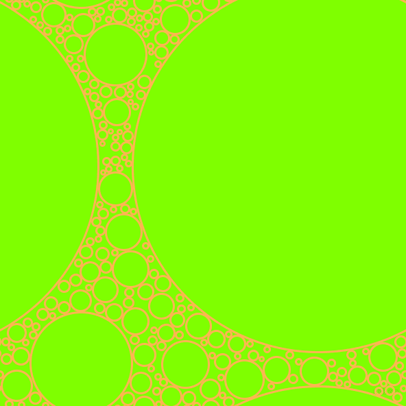 bubbles, circles, sponge, big, medium, small, 3 pixel line width, Koromiko and Chartreuse circles bubbles sponge soap seamless tileable
