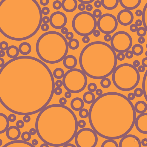 bubbles, circles, sponge, big, medium, small, 9 pixel line width, Mauve Taupe and Sunshade circles bubbles sponge soap seamless tileable