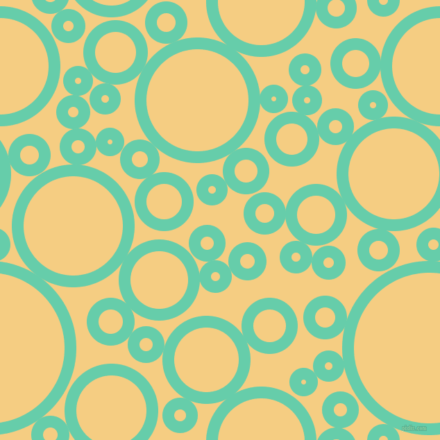 bubbles, circles, sponge, big, medium, small, 17 pixel line width, Medium Aquamarine and Cherokee circles bubbles sponge soap seamless tileable