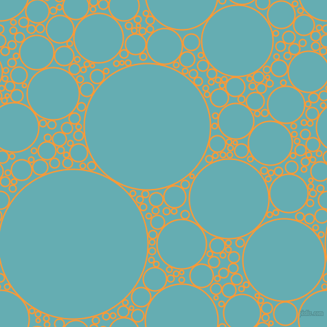 bubbles, circles, sponge, big, medium, small, 2 pixel line width, Neon Carrot and Fountain Blue circles bubbles sponge soap seamless tileable
