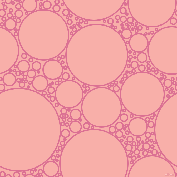 bubbles, circles, sponge, big, medium, small, 5 pixel line width, Pale Violet Red and Sundown circles bubbles sponge soap seamless tileable