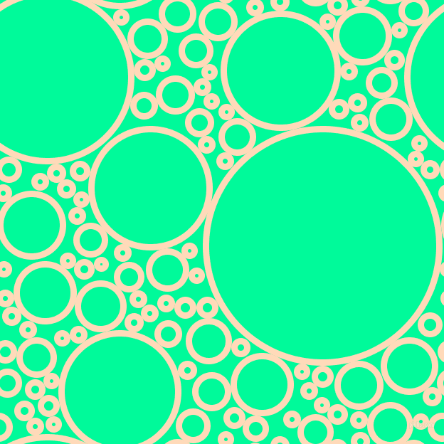 bubbles, circles, sponge, big, medium, small, 9 pixel line width, Peach Puff and Medium Spring Green circles bubbles sponge soap seamless tileable