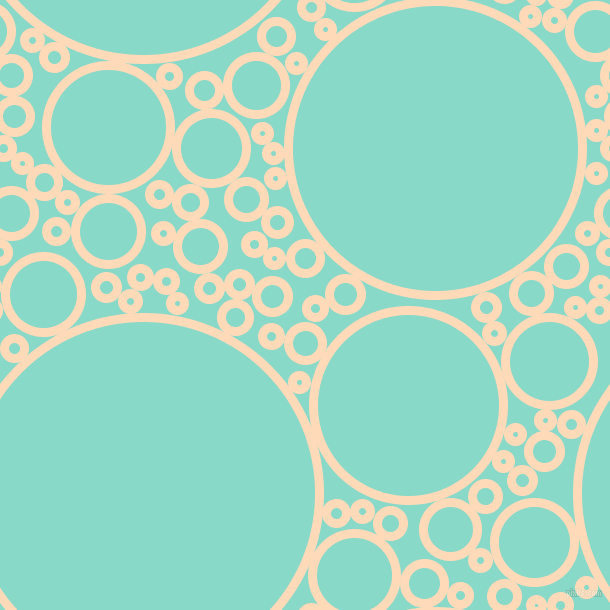 bubbles, circles, sponge, big, medium, small, 9 pixel line width, Peach Puff and Riptide circles bubbles sponge soap seamless tileable