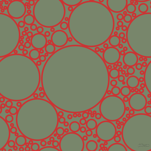 bubbles, circles, sponge, big, medium, small, 5 pixel line width, Persian Red and Camouflage Green circles bubbles sponge soap seamless tileable