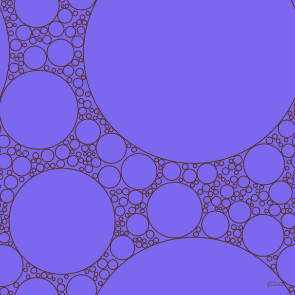 bubbles, circles, sponge, big, medium, small, 2 pixel line width, Redwood and Medium Slate Blue circles bubbles sponge soap seamless tileable