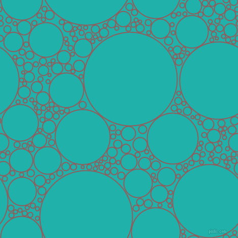 bubbles, circles, sponge, big, medium, small, 2 pixel line width, Rose Taupe and Light Sea Green circles bubbles sponge soap seamless tileable