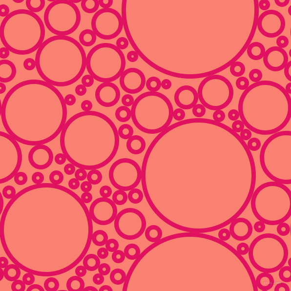 bubbles, circles, sponge, big, medium, small, 9 pixel line width, Ruby and Salmon circles bubbles sponge soap seamless tileable