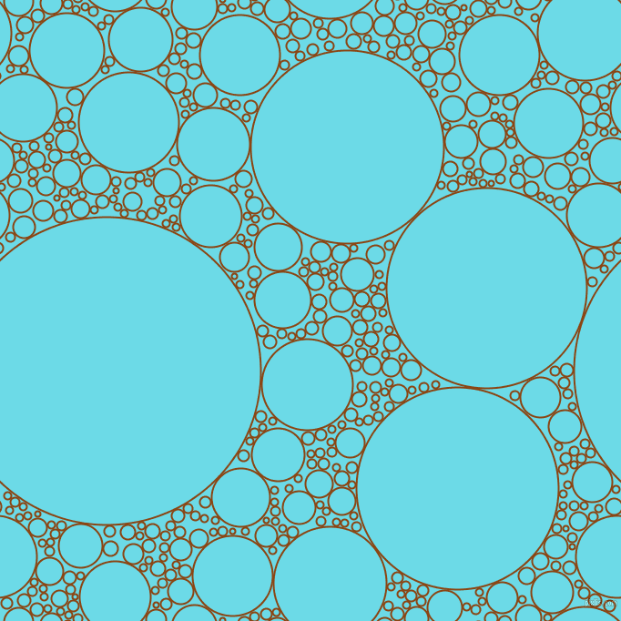 bubbles, circles, sponge, big, medium, small, 2 pixel line width, Saddle Brown and Turquoise Blue circles bubbles sponge soap seamless tileable