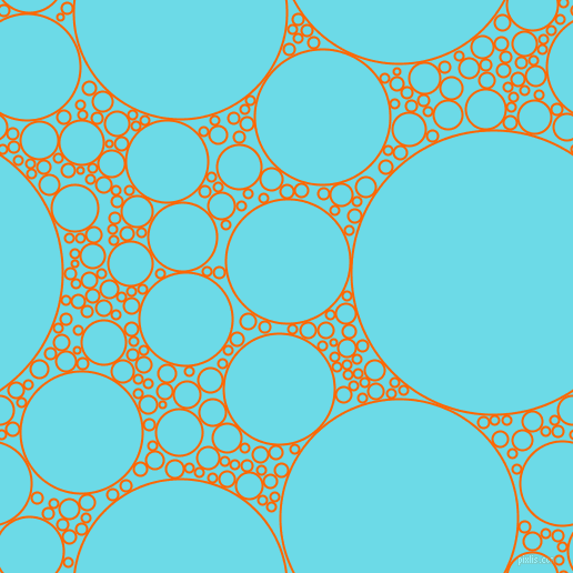bubbles, circles, sponge, big, medium, small, 2 pixel line width, Safety Orange and Turquoise Blue circles bubbles sponge soap seamless tileable