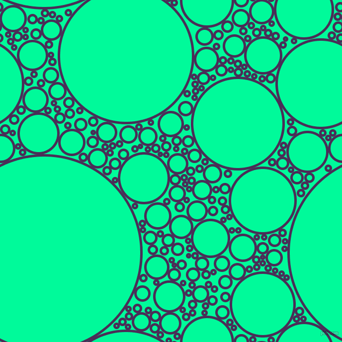 bubbles, circles, sponge, big, medium, small, 5 pixel line width, Scarlet Gum and Medium Spring Green circles bubbles sponge soap seamless tileable
