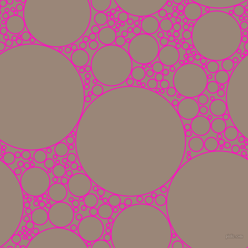 bubbles, circles, sponge, big, medium, small, 2 pixel line width, Shocking Pink and Almond Frost circles bubbles sponge soap seamless tileable