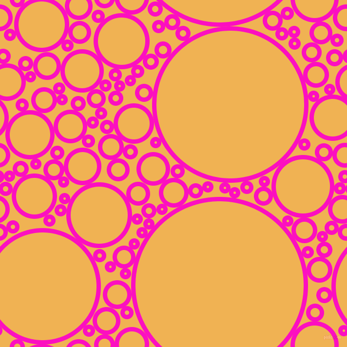 bubbles, circles, sponge, big, medium, small, 9 pixel line width, Shocking Pink and Casablanca circles bubbles sponge soap seamless tileable