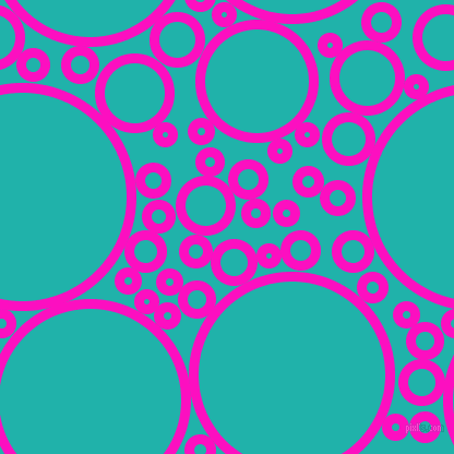 bubbles, circles, sponge, big, medium, small, 9 pixel line width, Shocking Pink and Light Sea Green circles bubbles sponge soap seamless tileable