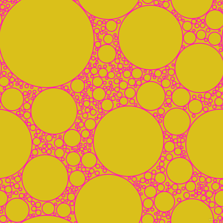 bubbles, circles, sponge, big, medium, small, 3 pixel line width, Spicy Pink and Sunflower circles bubbles sponge soap seamless tileable