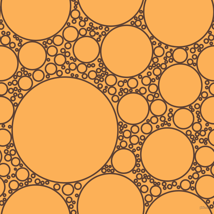 bubbles, circles, sponge, big, medium, small, 5 pixel line width, Very Dark Brown and Texas Rose circles bubbles sponge soap seamless tileable