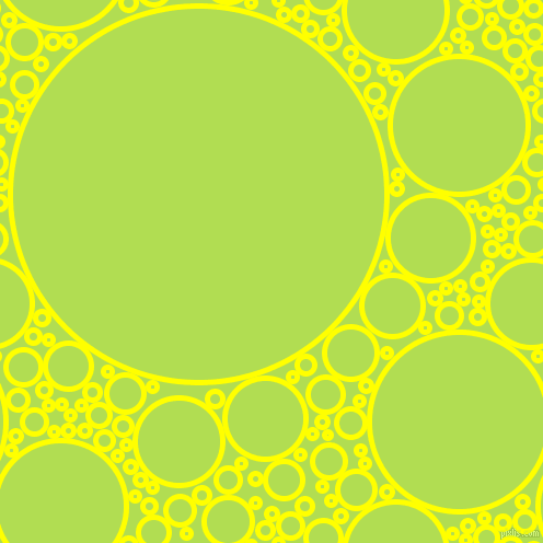 bubbles, circles, sponge, big, medium, small, 5 pixel line width, Yellow and Conifer circles bubbles sponge soap seamless tileable