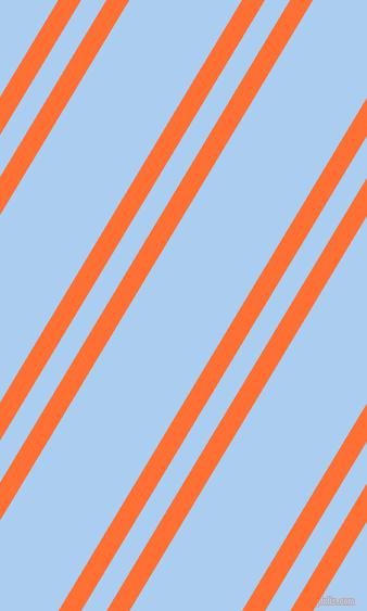 59 degree angle dual stripes line, 18 pixel line width, 20 and 89 pixel line spacing, Burnt Orange and Pale Cornflower Blue dual two line striped seamless tileable