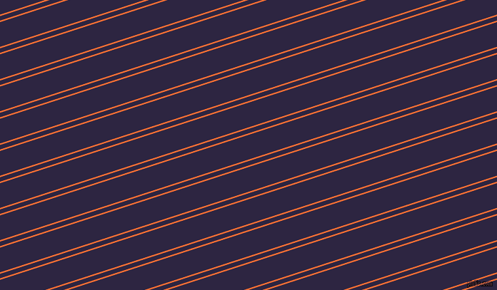 18 degree angle dual stripe lines, 2 pixel lines width, 6 and 33 pixel line spacing, Burnt Orange and Tolopea dual two line striped seamless tileable