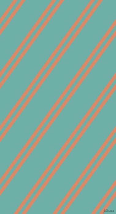 54 degree angle dual stripes lines, 11 pixel lines width, 10 and 70 pixel line spacing, Copper and Tradewind dual two line striped seamless tileable