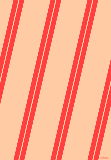 77 degree angles dual stripes lines, 18 pixel lines width, 4 and 97 pixels line spacing, Coral Red and Peach dual two line striped seamless tileable