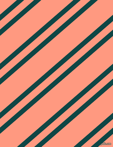 41 degree angle dual striped line, 16 pixel line width, 22 and 71 pixel line spacing, Cyprus and Vivid Tangerine dual two line striped seamless tileable