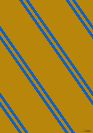 125 degree angle dual stripes lines, 11 pixel lines width, 10 and 122 pixel line spacing, Denim and Dark Goldenrod dual two line striped seamless tileable