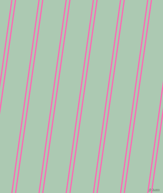 82 degree angle dual stripes line, 4 pixel line width, 8 and 72 pixel line spacing, Hot Pink and Gum Leaf dual two line striped seamless tileable