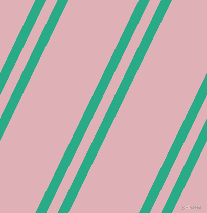 64 degree angles dual stripes line, 19 pixel line width, 20 and 124 pixels line spacing, Jungle Green and Blossom dual two line striped seamless tileable