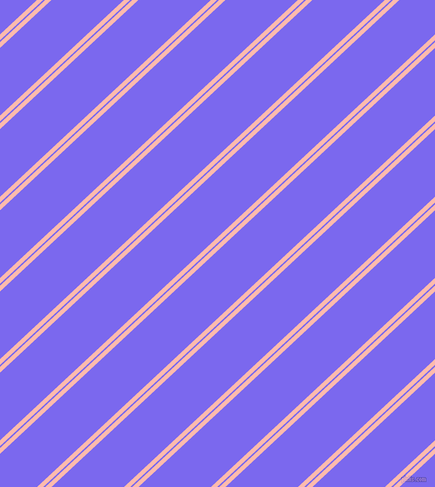43 degree angle dual stripe line, 6 pixel line width, 2 and 70 pixel line spacing, Melon and Medium Slate Blue dual two line striped seamless tileable