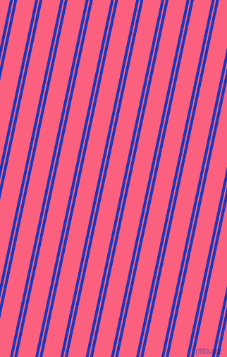 78 degree angles dual stripe line, 4 pixel line width, 2 and 25 pixels line spacing, Persian Blue and Brink Pink dual two line striped seamless tileable