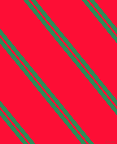 129 degree angles dual stripes lines, 13 pixel lines width, 6 and 120 pixels line spacing, Sea Green and Torch Red dual two line striped seamless tileable