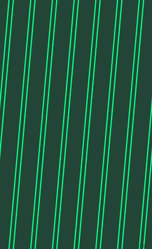 85 degree angle dual stripe line, 4 pixel line width, 10 and 52 pixel line spacing, Spring Green and Burnham dual two line striped seamless tileable