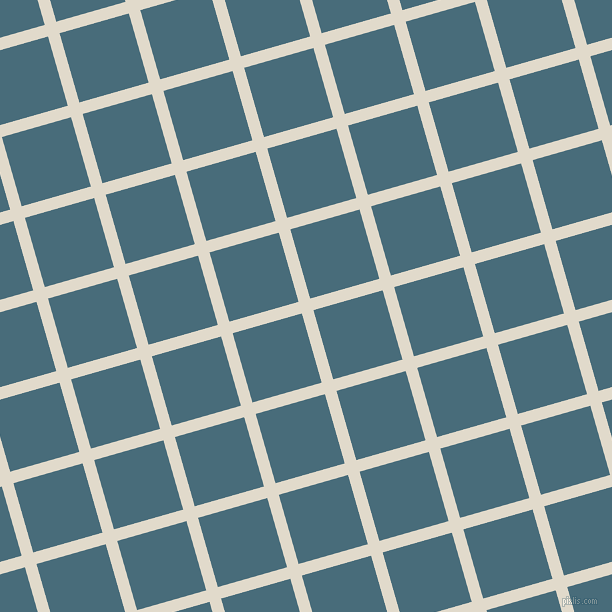 16/106 degree angle diagonal checkered chequered lines, 12 pixel lines width, 72 pixel square size, Albescent White and Bismark plaid checkered seamless tileable
