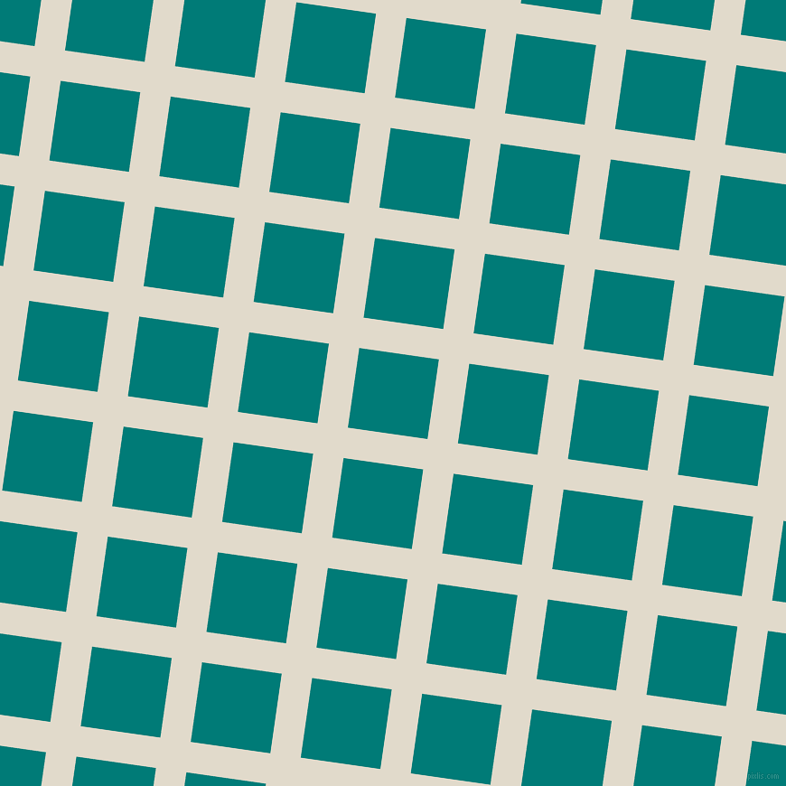 82/172 degree angle diagonal checkered chequered lines, 34 pixel line width, 89 pixel square size, Albescent White and Surfie Green plaid checkered seamless tileable