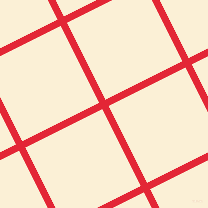 27/117 degree angle diagonal checkered chequered lines, 24 pixel lines width, 294 pixel square size, Alizarin and Half Dutch White plaid checkered seamless tileable