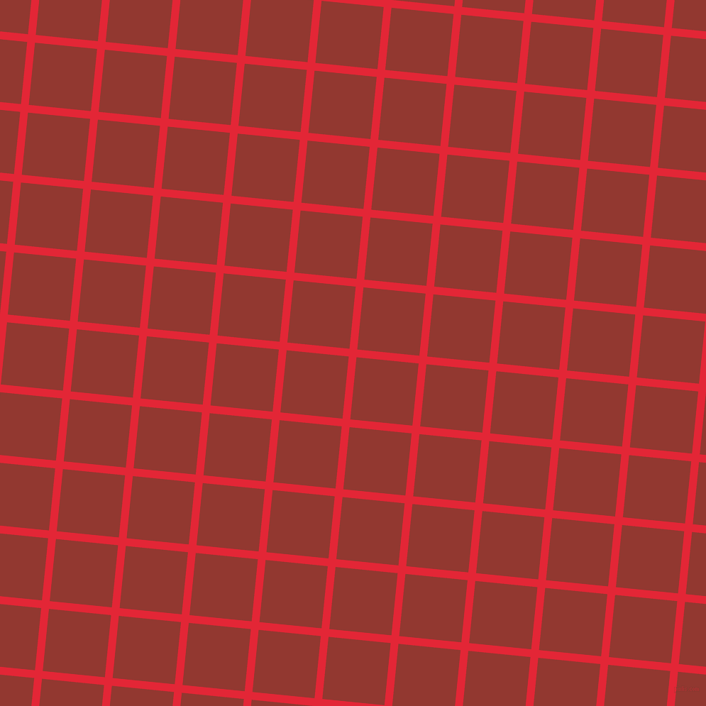 84/174 degree angle diagonal checkered chequered lines, 11 pixel line width, 88 pixel square size, Alizarin and Thunderbird plaid checkered seamless tileable