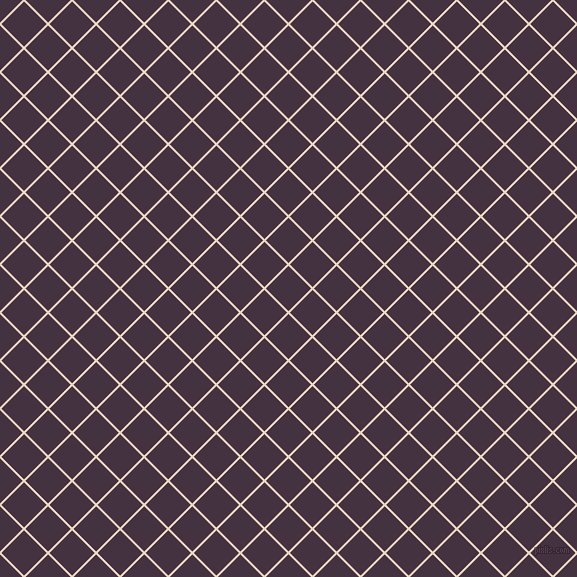45/135 degree angle diagonal checkered chequered lines, 2 pixel line width, 32 pixel square size, Almond and Voodoo plaid checkered seamless tileable