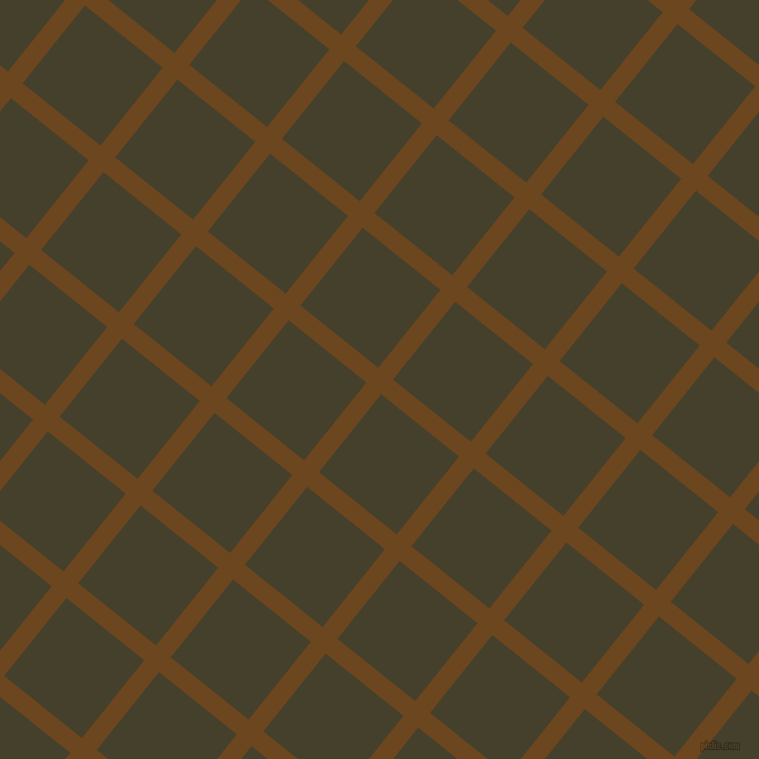 51/141 degree angle diagonal checkered chequered lines, 17 pixel line width, 90 pixel square size, Antique Brass and Woodrush plaid checkered seamless tileable
