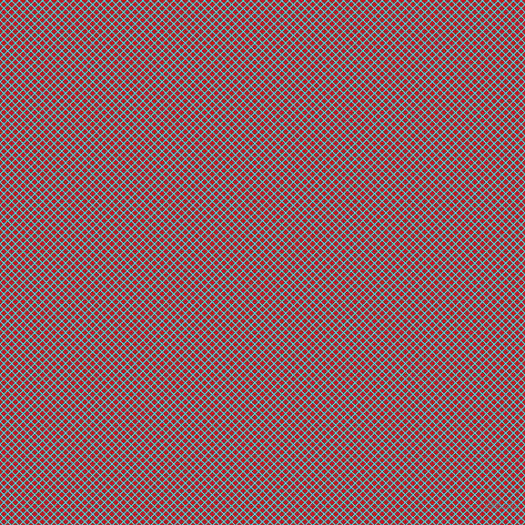 45/135 degree angle diagonal checkered chequered lines, 1 pixel lines width, 5 pixel square size, Aqua and Fire Engine Red plaid checkered seamless tileable