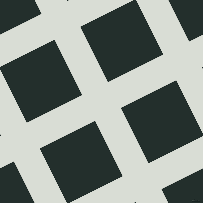 27/117 degree angle diagonal checkered chequered lines, 122 pixel line width, 262 pixel square size, Aqua Haze and Racing Green plaid checkered seamless tileable