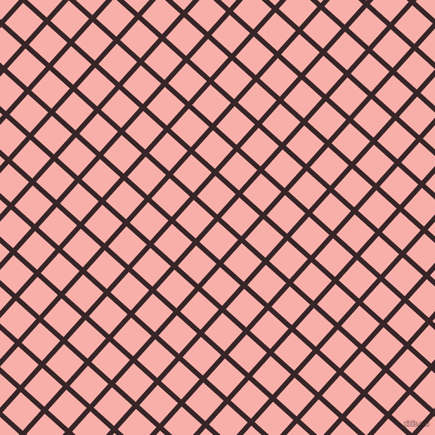 48/138 degree angle diagonal checkered chequered lines, 7 pixel line width, 39 pixel square size, Aubergine and Sundown plaid checkered seamless tileable
