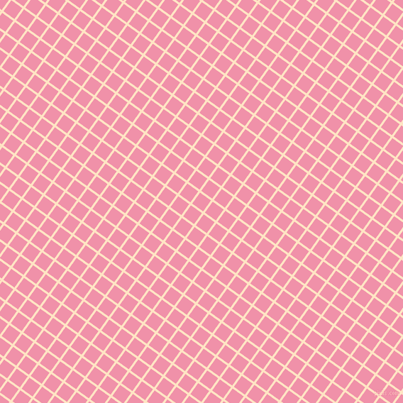 54/144 degree angle diagonal checkered chequered lines, 3 pixel line width, 19 pixel square size, Bisque and Mauvelous plaid checkered seamless tileable